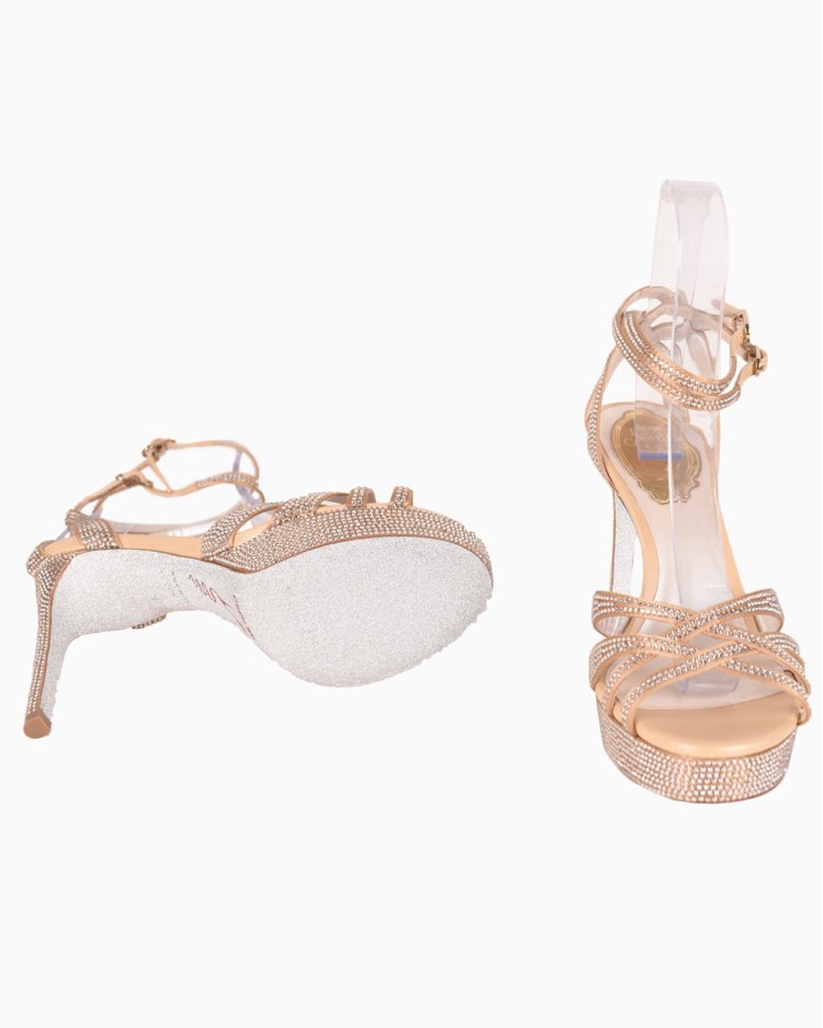 Sandália René Caovilla Original Dania Dourada Strass Feminina